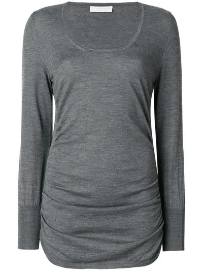 Le Tricot Perugia Ruched Sides Sweater In Grey