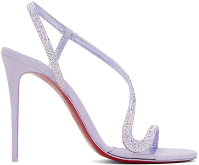 Christian Louboutin Purple Rosalie Strass 100 Heeled Sandals In Silver