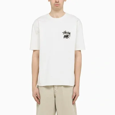 Stussy White Graphic-print Crewneck T-shirt In Blue