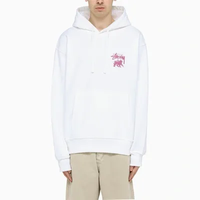 Stussy White Logo-print Hoodie