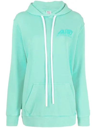 Autry Tonal Logo Print Hoodie In Green