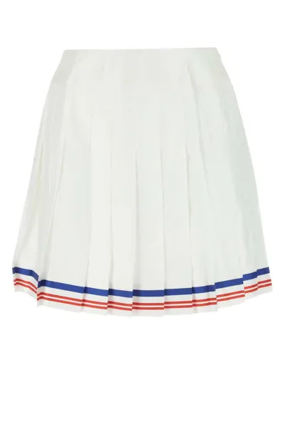 Casablanca Pleated Silk Twill Mini Tennis Skirt In Par Avion