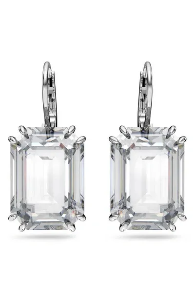 Swarovski Millenia Rhodium-plated Octagon-cut Crystal Earrings In Neutral