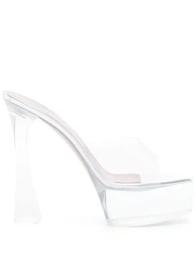 Amina Muaddi Dalida Transparent Platform Slide Sandals