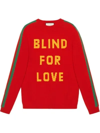 Gucci "blind For Love" And Bee Wool Sweater In Red