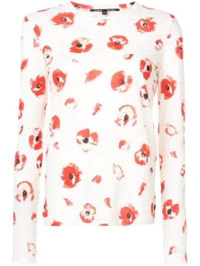 Proenza Schouler Poppy-print Crepe Blouse In Creme Coral Poppy