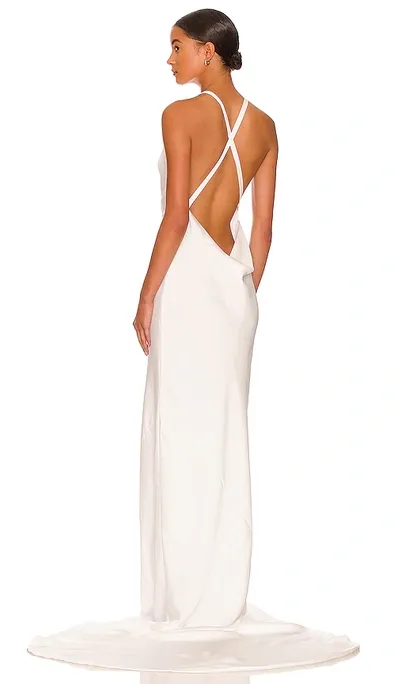 Norma Kamali Cross Back Bias Gown In White