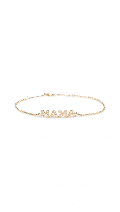 Zoë Chicco 14k Yellow Gold Tiny Capital Letter Mama Bracelet