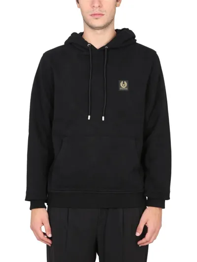 Belstaff Logo-patch Cotton Hoodie In Black