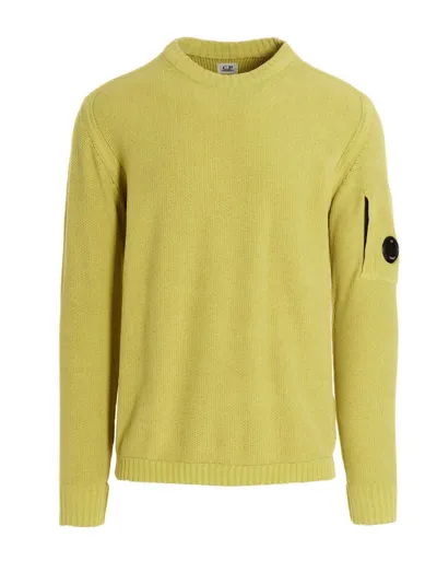 C.p. Company Lens-detail Crew-neck Jumper In Green