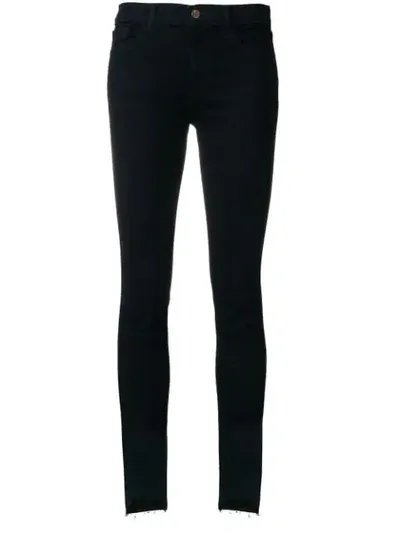 J Brand Frayed Hem Skinny Jeans In Blue