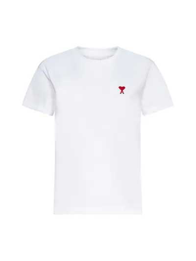 Ami Alexandre Mattiussi Ami Logo Embroidered Crewneck T In White