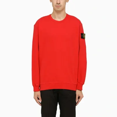 Stone Island Red Cotton Sweatshirt With Logo