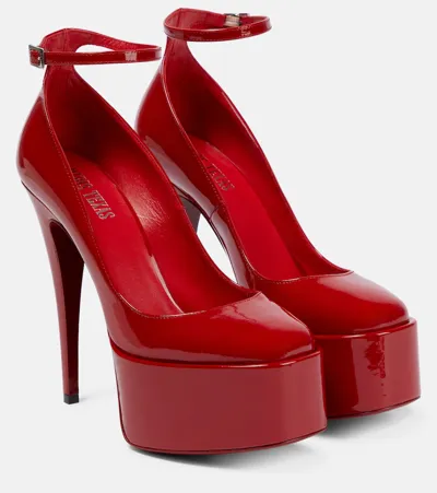 Paris Texas Nancy Patent Ankle-strap Platform Pumps In Red