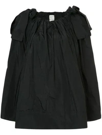 Maison Rabih Kayrouz Paper Bag Flared Blouse With Bow Details In Black