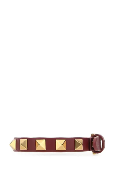 Valentino Garavani Rockstud Leather Bracelet In Bordeaux