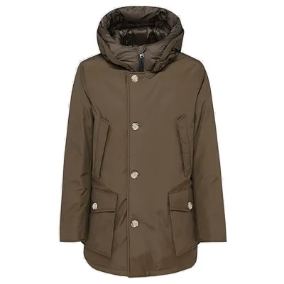 Woolrich Arctic Hooded Down Coat In Green