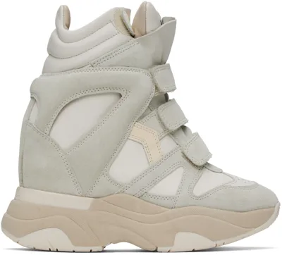 Isabel Marant Balskee Leather Wedge Sneakers In White