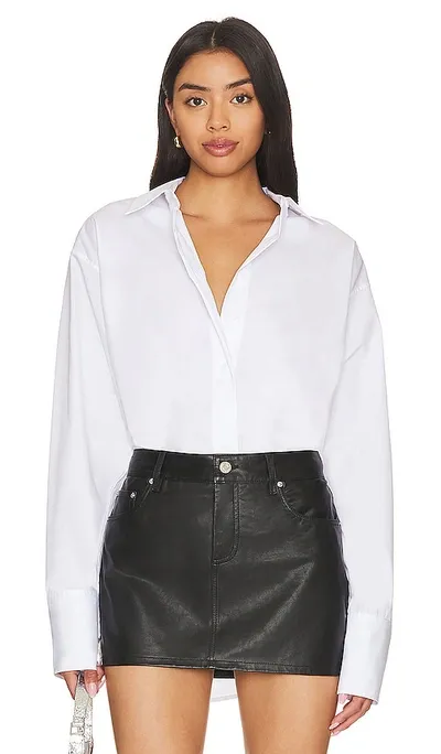 Good American Split Back Poplin Button-up Shirt In White