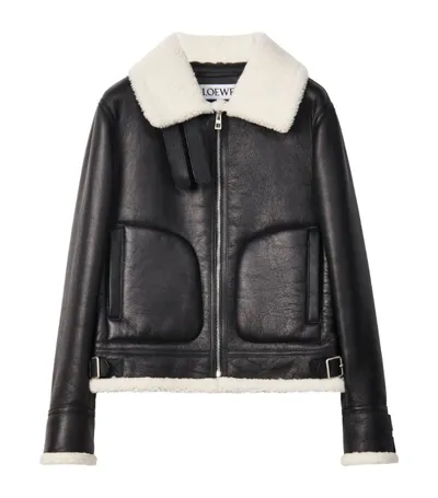 Loewe Shearling Aviator Jacket In Black