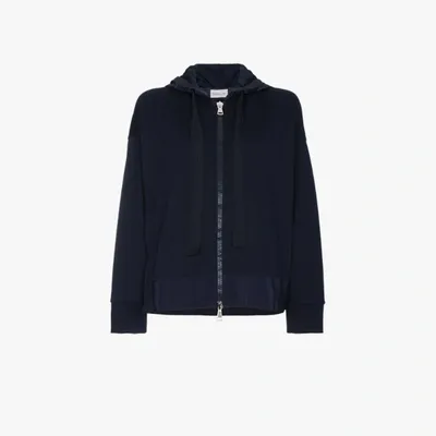 Moncler Zipped Hooded Sweatshirt In Blue