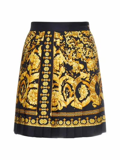 Versace Pleated Skirt With Baroque Print