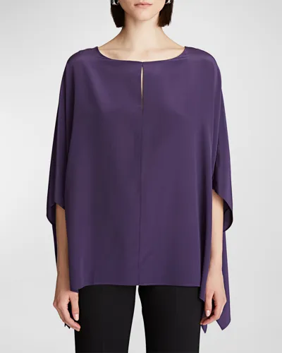 Halston Wendy Crepe De Chine Caftan Blouse In Eggplant