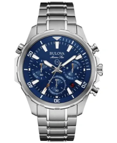 Bulova Men's Chronograph Marine Star Stainless Steel Bracelet Watch 43mm In Silver