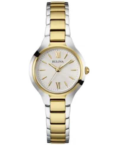 Bulova Women's Two-tone Stainless Steel Bracelet Watch 28mm 98l217 In White/gold