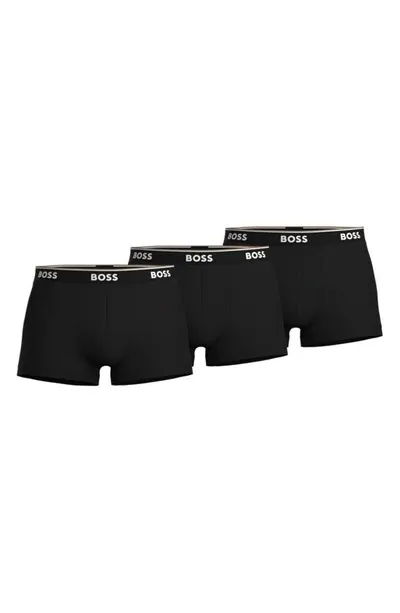 Hugo Boss 3-pack Power Stretch Cotton Trunks In Black