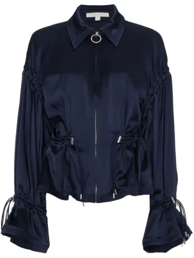 Jonathan Simkhai Ruched Satin Jacket In Blue