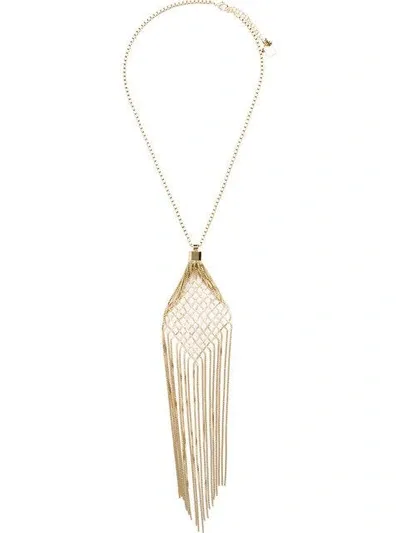 Rosantica Aquilone Lattice Fringed Necklace In Metallic