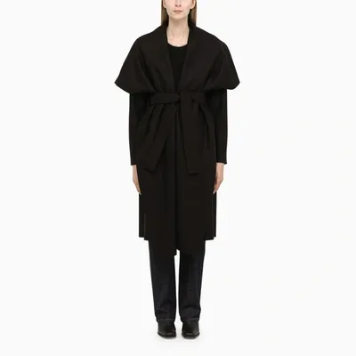 Harris Wharf London Balck Wool Coat In Black