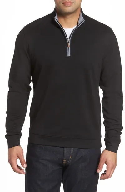 Johnnie-o Sully Quarter Zip Pullover In Black