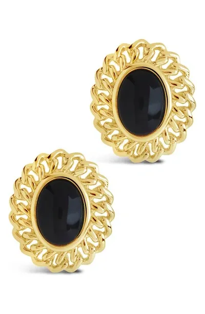 Sterling Forever Ainsley Studs In Black/gold