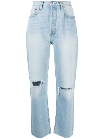 Re/done ‘70s Stove Pipe Cropped Jeans - Women's - Cotton/polyester In Blue