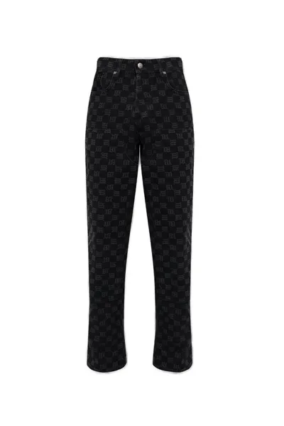 Misbhv Monogram-print Straight-leg Trousers In Black