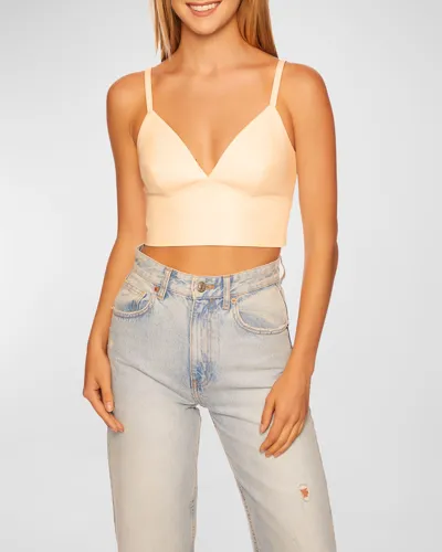 Susana Monaco Faux-leather Bralette Top In Blanched A