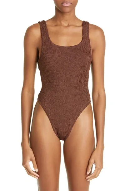 Hunza G Crinkle One-piece Swimsuit In Brown