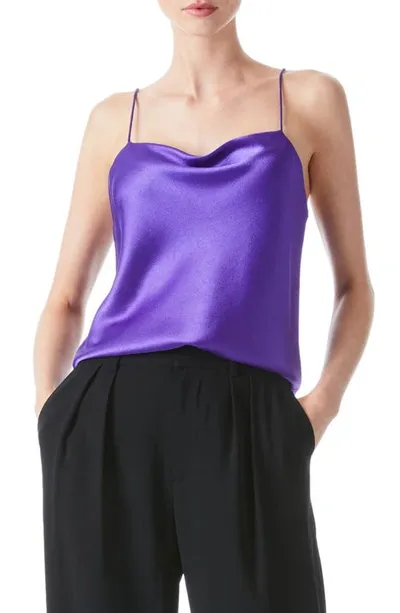 Alice And Olivia Harmon Drapey Slip Tank-top In Purple