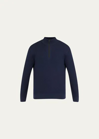 Zegna Cashmere Quarter-zip Sweater In Navy