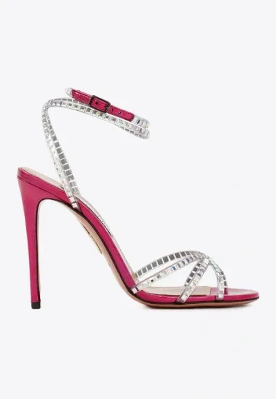 Aquazzura Dance Plexi Embellished Ankle-strap Sandals In Fuxia