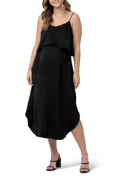 Ripe Maternity Maternity Nursing Slip Satin Dress Black