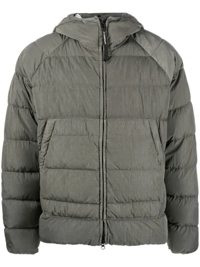 C.p. Company Padded Zipped Down Jacket In Green