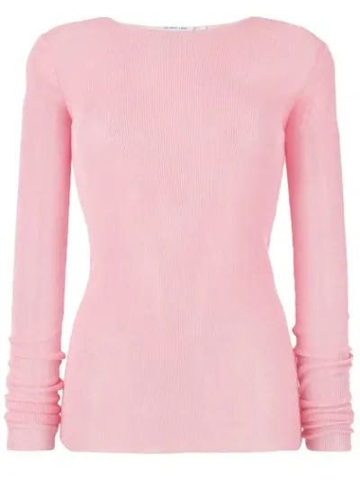 Helmut Lang Drop Needle Woven Top In Pink