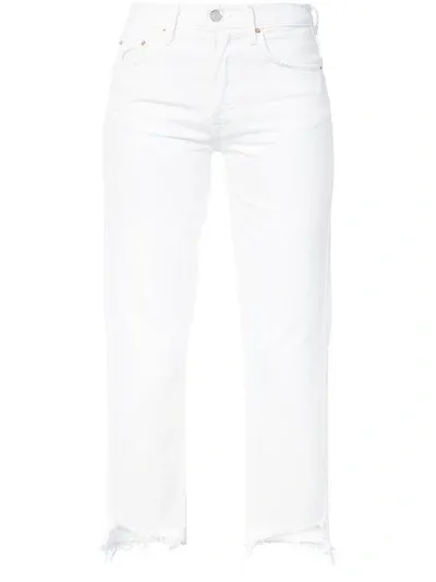 Grlfrnd Distressed Effect Cropped Jeans In White