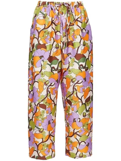 La Doublej Drawstring Pants In Vines Bianco