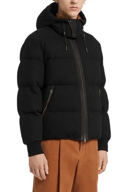 Zegna Quilted Oasi Cashmere Hooded Down Jacket In Black