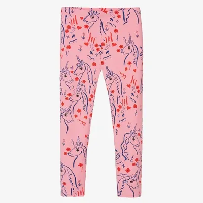 Mini Rodini Kids' Unicorn Printed Cotton Leggings In Pink