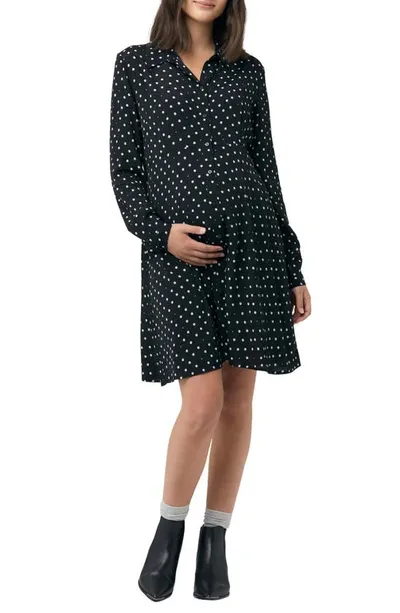 Ripe Maternity Fifi Shirt Dress Black In Black / White